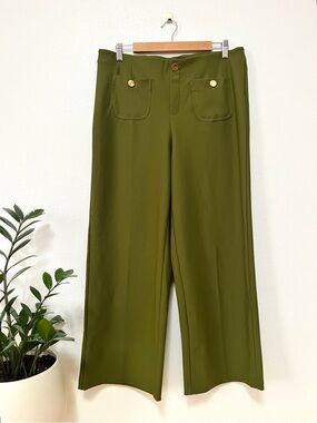 jules & leopold high rise crop sailor wide leg pant green anthropologie large